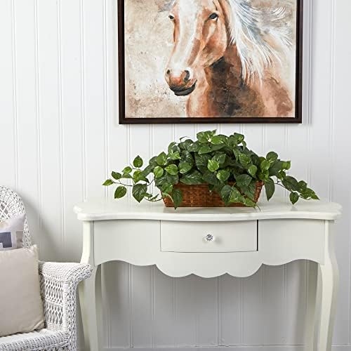 Nearly Natural 34 in Artificial Pothos Ivy Plant with Ledge Basket - Image 2