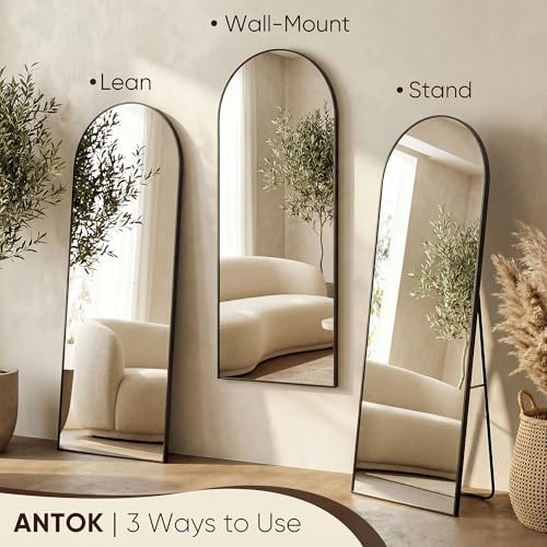 Antok 68" x26” Arched Full Length Mirror, Floor Mirror with Stand,Black - Image 5