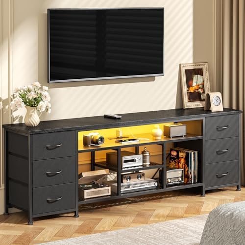 Furologee 63 Inch LED TV Stand, Entertainment Center, Black - Image 6