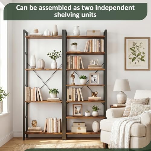 Triple Bookshelf, Free Standing Bookcase with Open Storage Shelves - Image 6