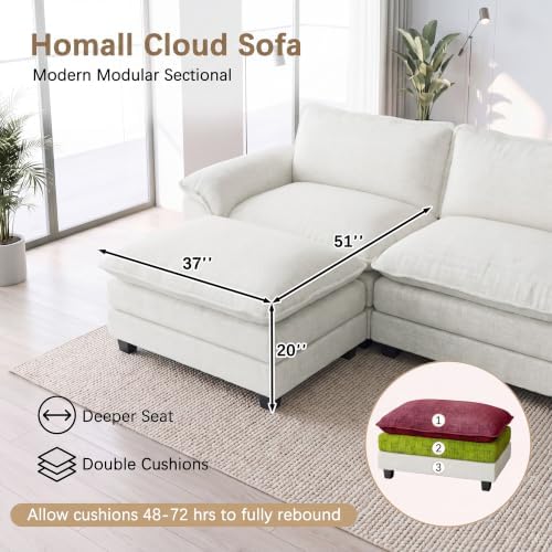 Homall 118.9" L Shaped Cloud Couch, Modular Sectional Sofa for Living Room - Image 2