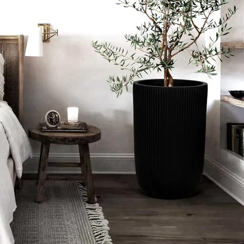 Oakrain 21" Tall Indoor Planter, Black Large Modern Decorative Pot - Image 6