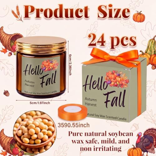 MTLEE 24 Pcs Fall Scented Candles for Home Candle Gifts for Women Men - Image 2