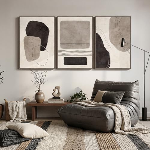 Large Framed Black and White Abstract Wall Art for Living Room, 24x36 In - Image 4