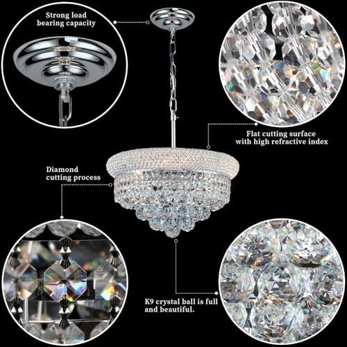Chrome Crystal Chandeliers for Dining Room，4-Lights D15 Inch - Image 4