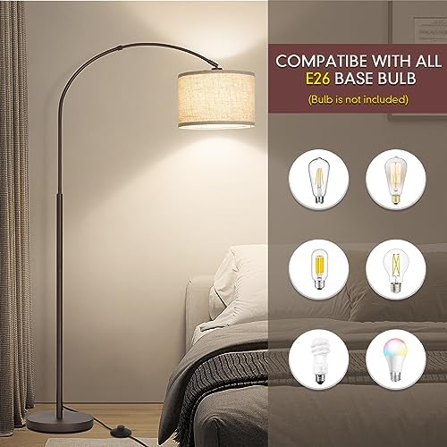 Seaside village Floor Lamp for Living Room, Arc Lamp with Adjustable Head, Modern Tall Lamp with On/Off Pedal Switch, Over Couch Standing Hanging Light for Reading, Bedroom, Office (Brown) - Image 4