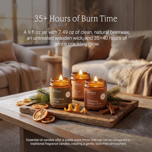 Fontana Candle Co Wood Wick Beeswax Candle, Fall Candle Bundle - Image 3