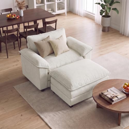 Homall Sofa Accent Chair with Ottoman, 35" Reading Chair, White by Homall