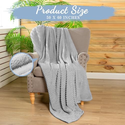 Buryeah 6 Pcs Flannel Blankets Bulk,Fall Outdoor Wedding, Light Gray - Image 2