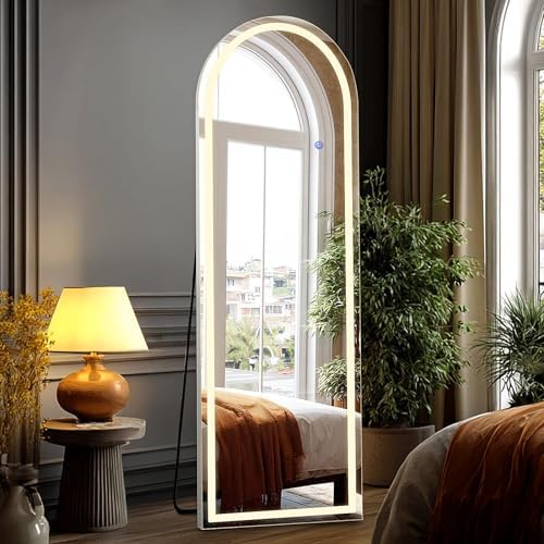 DUMOS Arched LED Mirror Full Length Standing, 16"x60" Full Body Wall Mirror by DumosLifestyle