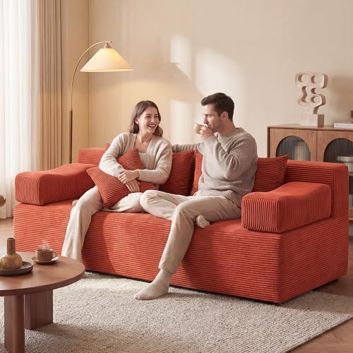 MONVANE 70" Modular Sectional Sofa, Boneless Loveseat, Terracotta - Image 3