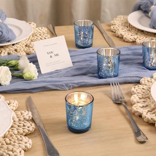 Volens Blue Party Decorations 72pcs, Mercury Glass Votive Candle Holders - Image 4