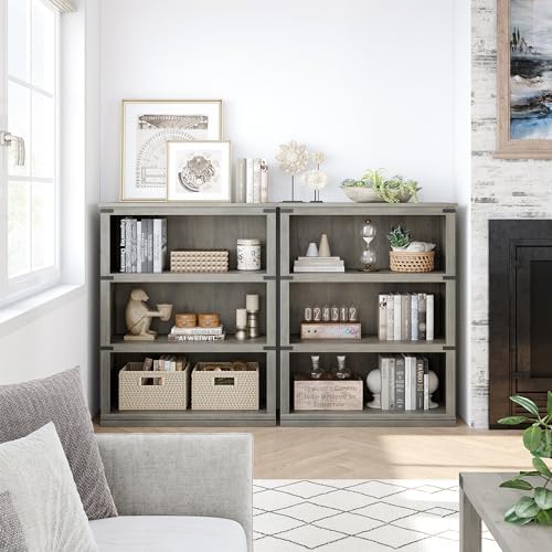 GarveeHome 3 Tier Farmhouse Bookcase, 39.9 in Tall Book Shelf with Storage - Image 4