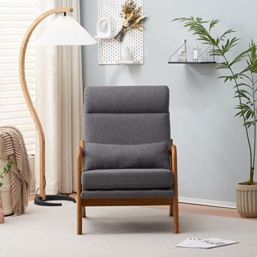 Karl home Accent Chair High Back Mid-Century Modern, Gray - Image 3
