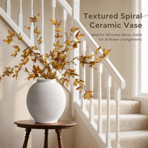 Large White Ceramic Vase, 10.8" Sandstone White - Image 3