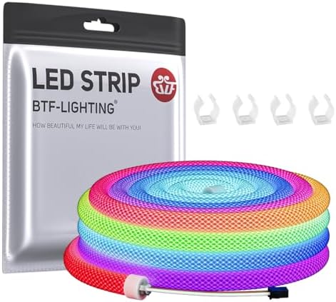 BTF-LIGHTING 6.5FT WS2812B IC RGB Addressable Neon Rope Strip IP67 DC5V by BTF-LIGHTING