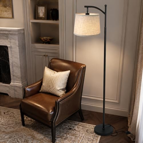 Cinyirong Black Arc Floor Lamp,62.5" Tall Mid Century Modern Standing Lamp with Foot Switch & 3 Color Temperatures & Remote Control,Black Floor Lamps for Living Room Bedroom (Bulb Included) - Image 7