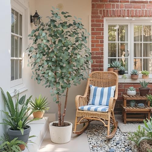 6FT Faux Eucalyptus Tree with White Pot for Indoor Outdoor Decor - Image 6