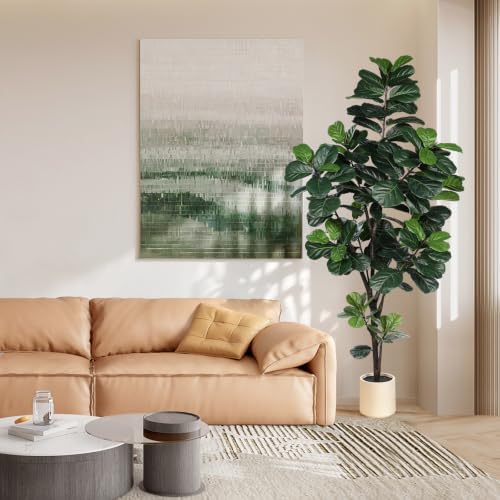 LYERSE Faux Fiddle Leaf Fig Tree 7ft with Sturdy White Planter - Image 3
