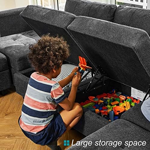 Belffin Modular Sectional Sleeper Sofa Couch with Storage Seat Reversible Modular Sofa Couch Oversized Sleeper Sectional Sofa Bed Set Dark Grey - Image 5