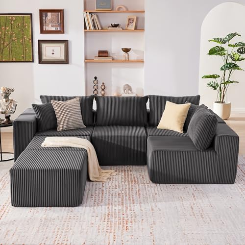 135.4" Modular Boneless Couch, Sectional Couches for Living Room, Darkgrey - Image 2