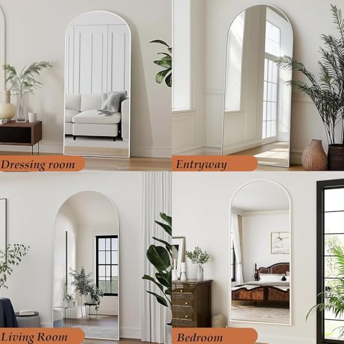 Dewfig Arched Full Length Mirror, 57"X20" Large Full Body Mirror, White - Image 4