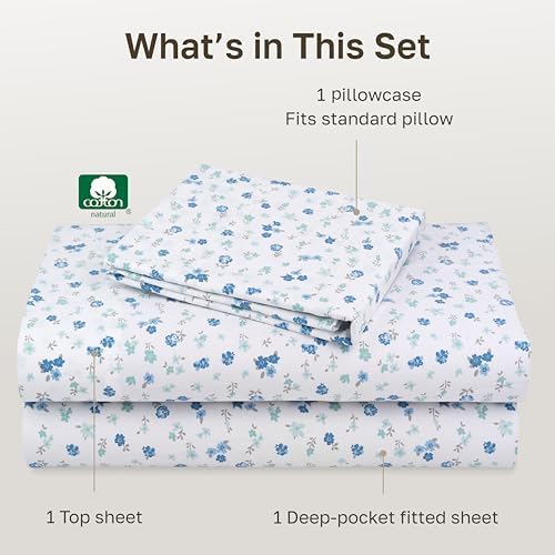 California Design Den Soft 100% Cotton Sateen Twin Bedsheets, 3 Pcs Set - Image 4