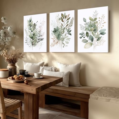LLEEMPI Framed Sage Green Botanical Wall Art Set of 3, 16x24 Inch Prints - Image 3