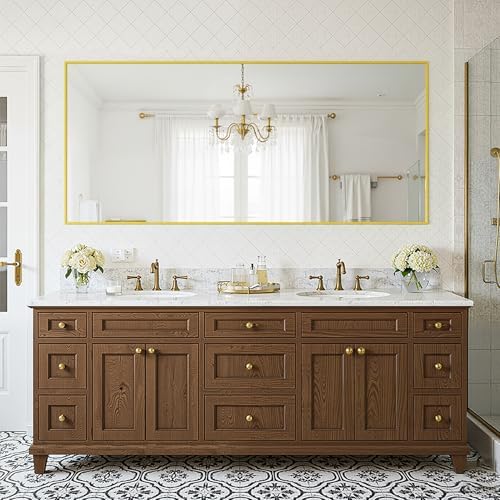FICTOR Bathroom Vanity Mirror for Over Sink, 60" x 36", Gold - Image 7