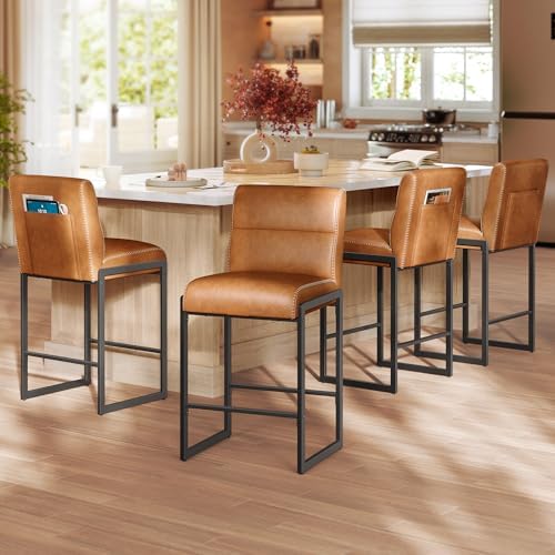 VASAGLE Bar Stools Set of 4, Counter Height Chairs with Backs, 26.4-Inch by VASAGLEbySONGMICSHOME
