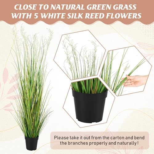 Jexine 4 Pcs 5 ft Tall Artificial Grass Plant Potted Artificial Greenery Floor Plants Faux Pampas Grass Tall in Pot for Housewarming Gift House Garden Bathroom Lobby Outdoor Decoration - Image 3