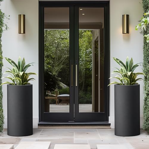 Kante Large Round Column Black Concrete Planter 27.8" Tall, Outdoor - Image 5