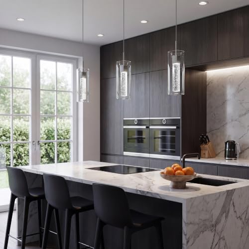 LED Crystal Pendant Light for Kitchen Island, Brushed Nickel, 1 Pack - Image 2