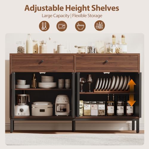 Mericonia Sideboard Buffet Cabinet Storage, Modern Wood Console Fluted Credenza - Image 7
