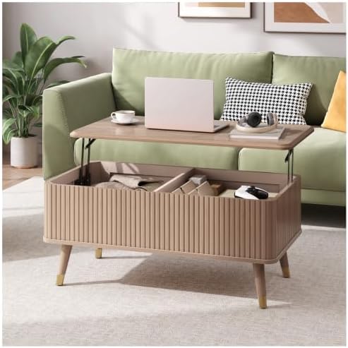 JOINICE 38" Lift Top Coffee Table with Storage for Living Room,Oak - Image 6