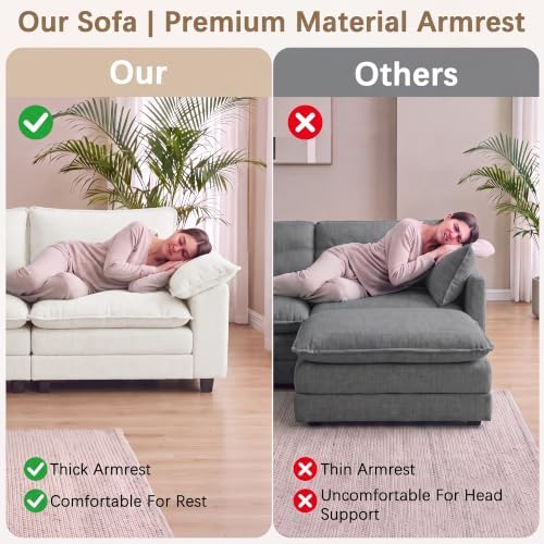 Homall 158.6" Cloud Couch, Modular Sectional Sofa, White - Image 7