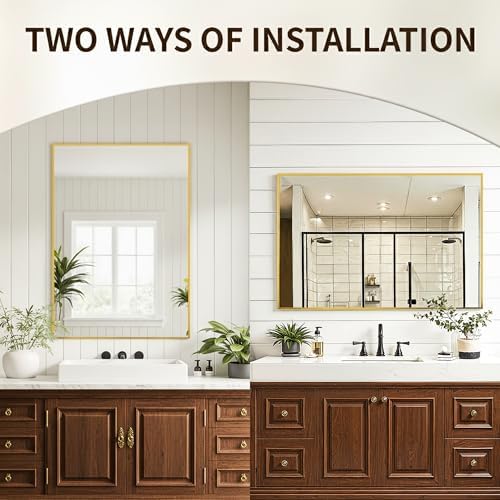 FICTOR Bathroom Vanity Mirror for Over Sink, 24" x 36", Gold - Image 3