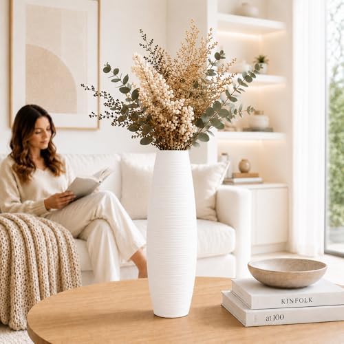 Leewadee Large Floor Vase 20 inches Polyresin for Pampas Grass, Dried Flowers - Image 2