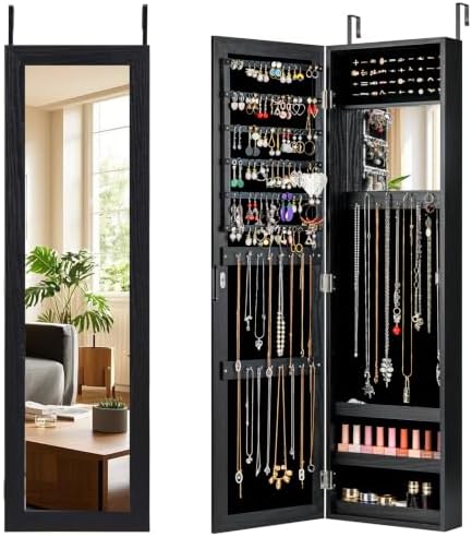 GIANTEX Wall or Door Mounted Jewelry Cabinet with Full Length Mirror by Giantex