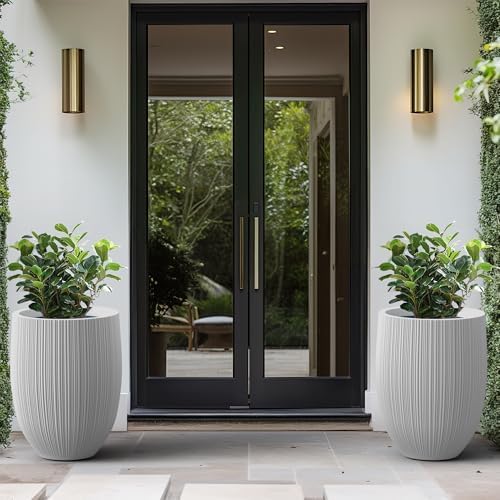 Kante Large Round Bullet White Concrete Planter 21.7" Tall, Outdoor - Image 5