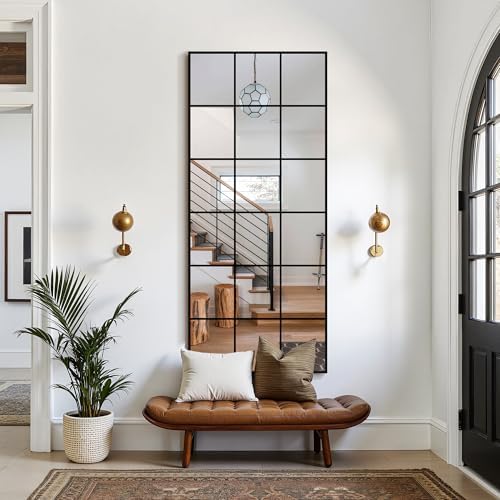 Full Length Mirror Window Pane, 30" x 70" Large Decorative Mirror, Black - Image 6
