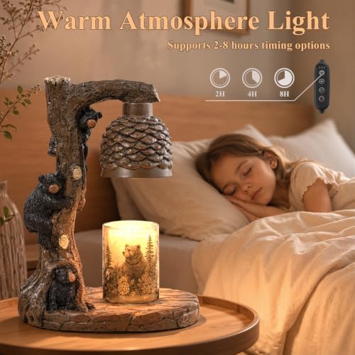 LOKHOM Bear Candle Warmer Lamp with Timer, Dimmable Candle Lamp Home Decor - Image 2