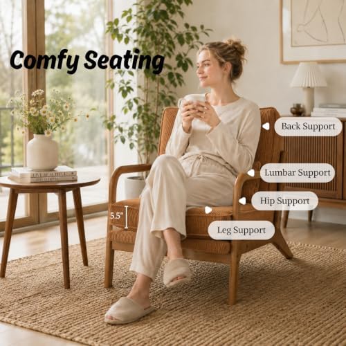 Karl home Mid-Century Modern Accent Reading Chair, Brown - Image 3