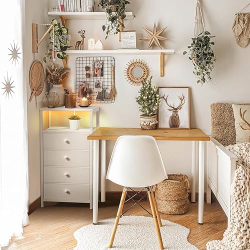 BOLUO Tall Night Stand with Drawers, White Nightstand with Charging Station and LED Light, Small White 4 Drawer Dresser for Bedroom, Room Storage Closet - Image 4