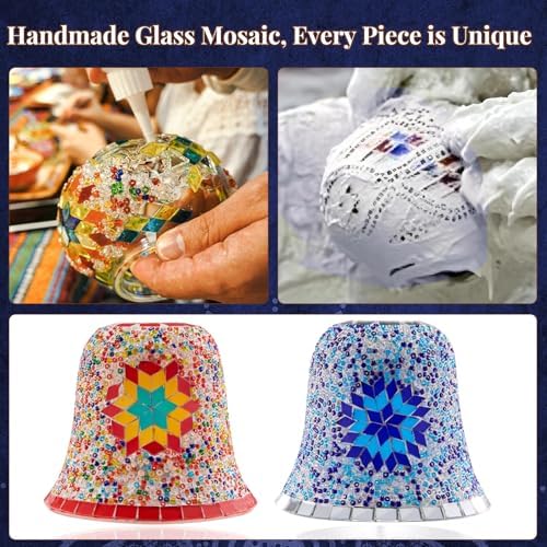 Turkish Mosaic Candle Warmer Lamp, Tiffany Style Wax Melt Warmer,Blue - Image 2