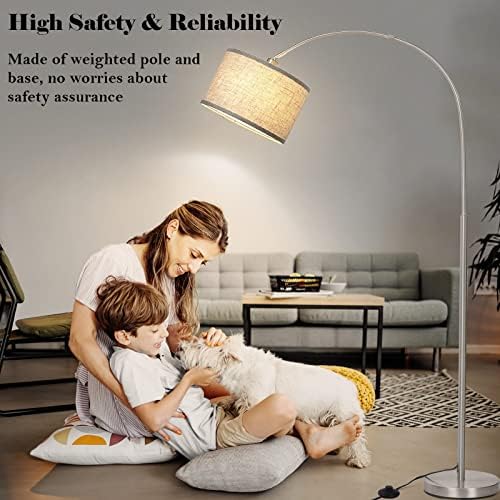 Silver Floor Lamp, Arc Floor Lamp with Adjustable Head and Pedal Switch - Image 6