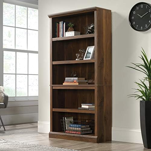 Sauder 5 Tier Book Shelf Wooden Bookcase Multipurpose Bookshelf for Home Office, Living Room, in Grand Walnut - Image 2