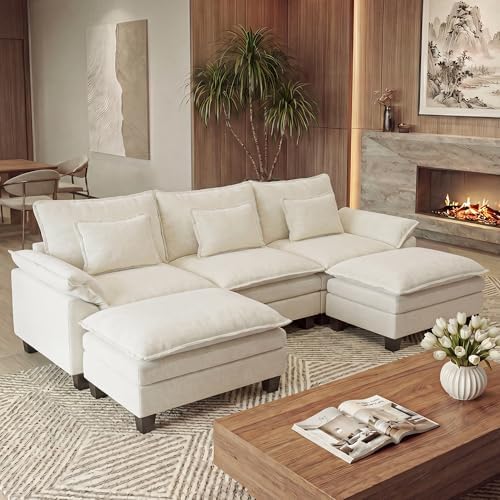 URRED Oversized Modular Sectional Sofa，White：122" U Shaped by URRED
