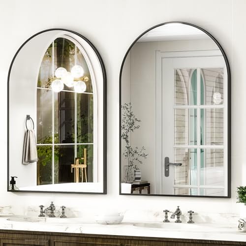HARRITPURE Arched Wall Mirror 30"x40" Black Arch Bathroom Vanity Mirror - Image 2