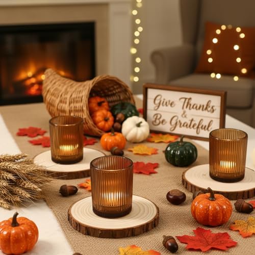 Votive Candle Holders, 24 Pack Amber Candle Holders for Christmas - Image 2